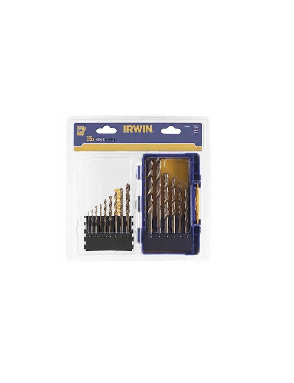 IRWIN ZESTAW 15szt. HSS TiS 1.5mm, 2mm, 3.5mm, 4mm, 4.5mm 5mm, 5.5mm, 6mm, 6.5mm, 7mm, 8mm, 9mm, 10m