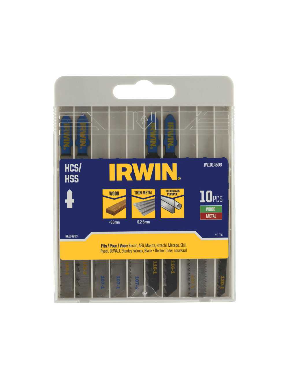 IRWIN BRZESZCZOT HCS HSS DO WYRZYNARKI TYP T  KOMPLET 10szt.  METAL (0,2-6 mm), DREWNO (<60mm) i tworzy
