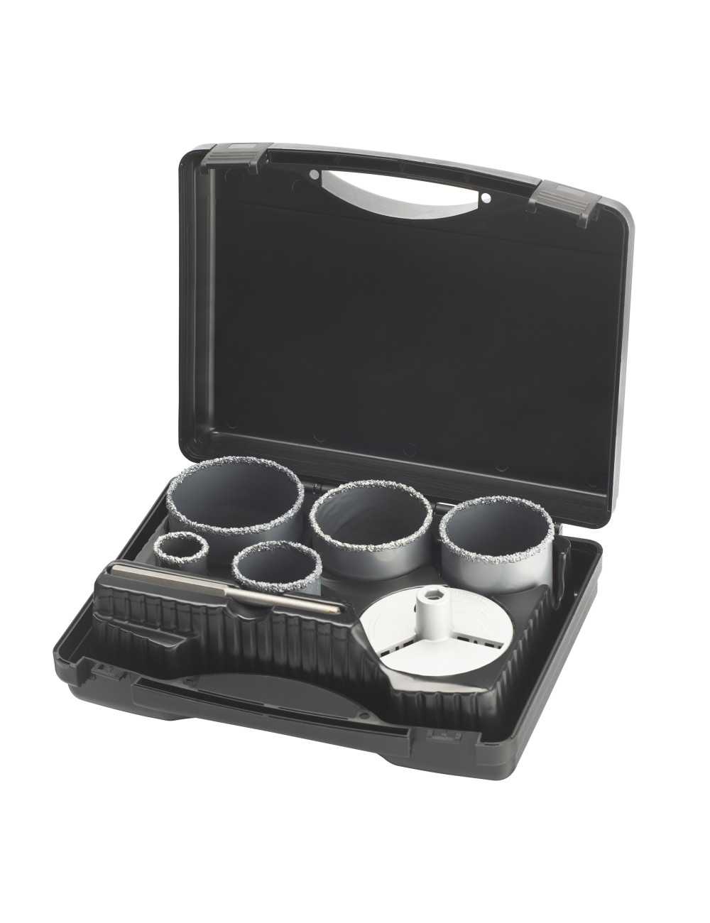 IRWIN OTWORNICA TCT HM  KOMPLET  7szt. 33, 53, 67, 73 i 83mm z trzpieniem mocującym i wiertłem centrują