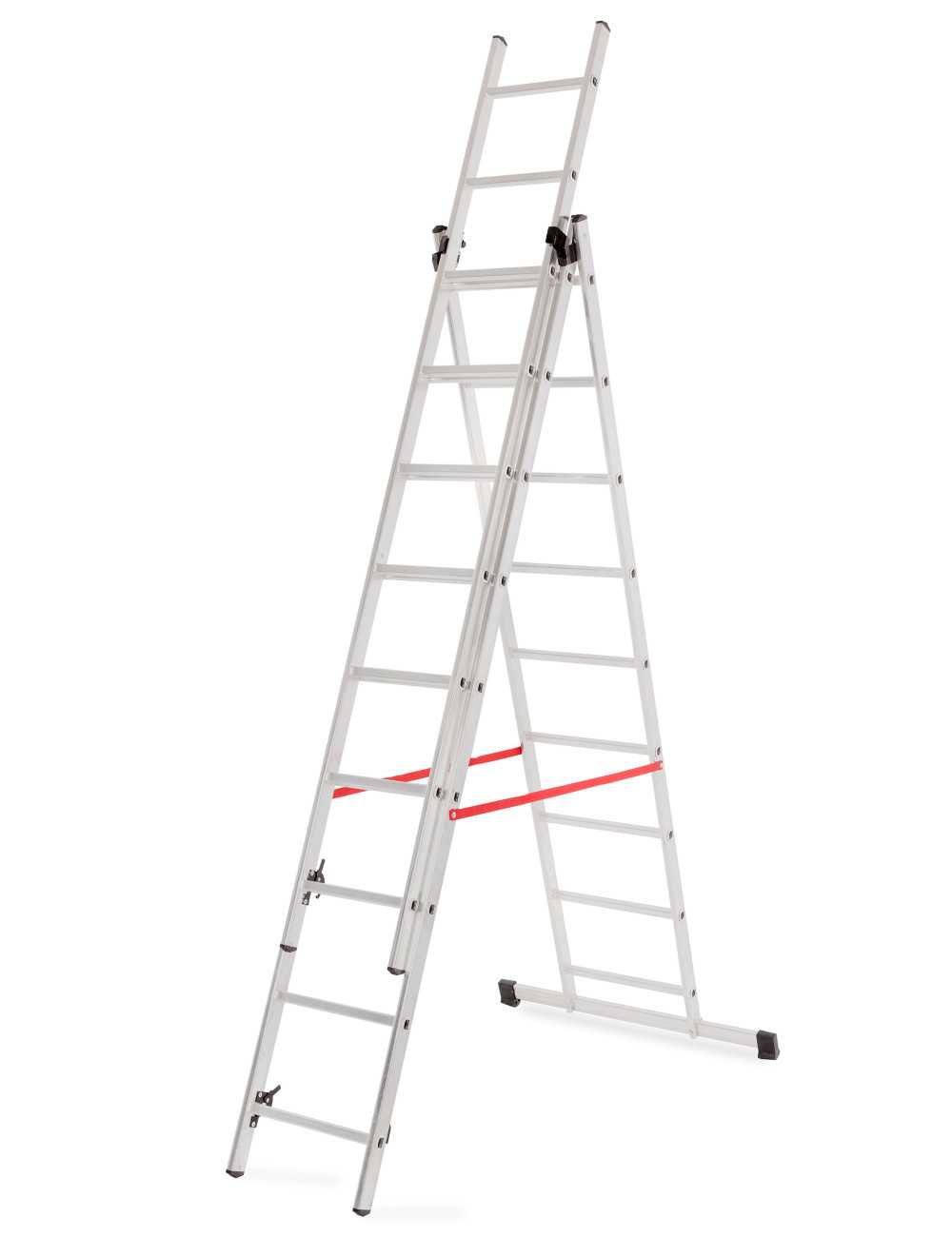 AWTOOLS DRABINA ALUMINIOWA BASIC 3x10 STOPNI 150KG