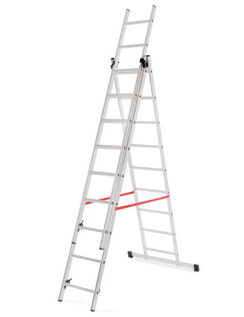 AWTOOLS DRABINA ALUMINIOWA BASIC 3x10 STOPNI 150KG