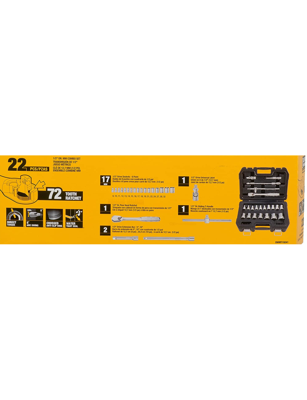 DEWALT ZESTAW KLUCZY  22el. 1 2"