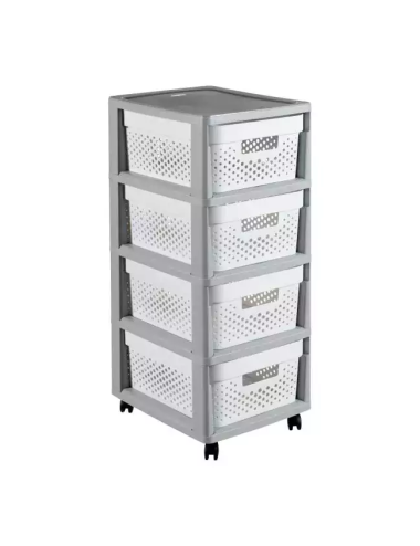 CURVER REGAŁ INFINITY NA KÓŁKACH 4x11L AŻUROWY SZARO BIAŁY