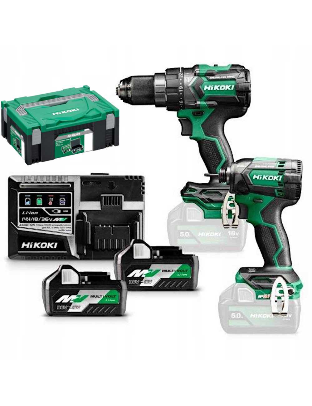 HIKOKI ZESTAW 18V KC18DC WIERTARKO- WKRĘTARKA + WKRĘTARKA UDAROWA (DS18DC+WH18DC) 2x5,0Ah HITSYSTEM