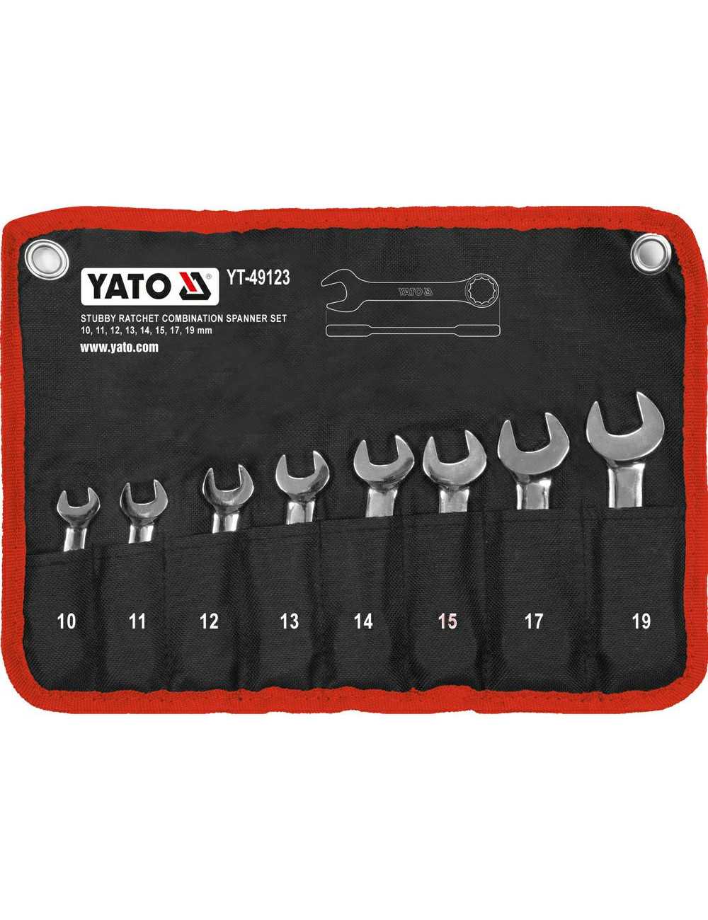 YATO KLUCZE PŁASKO OCZKOWE KRÓTKIE Z GRZECHOTKĄ 8 SZT.