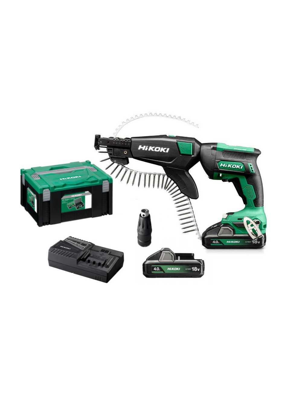 HIKOKI WKRĘTARKA DO PŁYT G K 18V W18DBWCZ + MAGAZYNEK 2x4,0Ah BL 0 - 3000 obr min HITSYSTEM