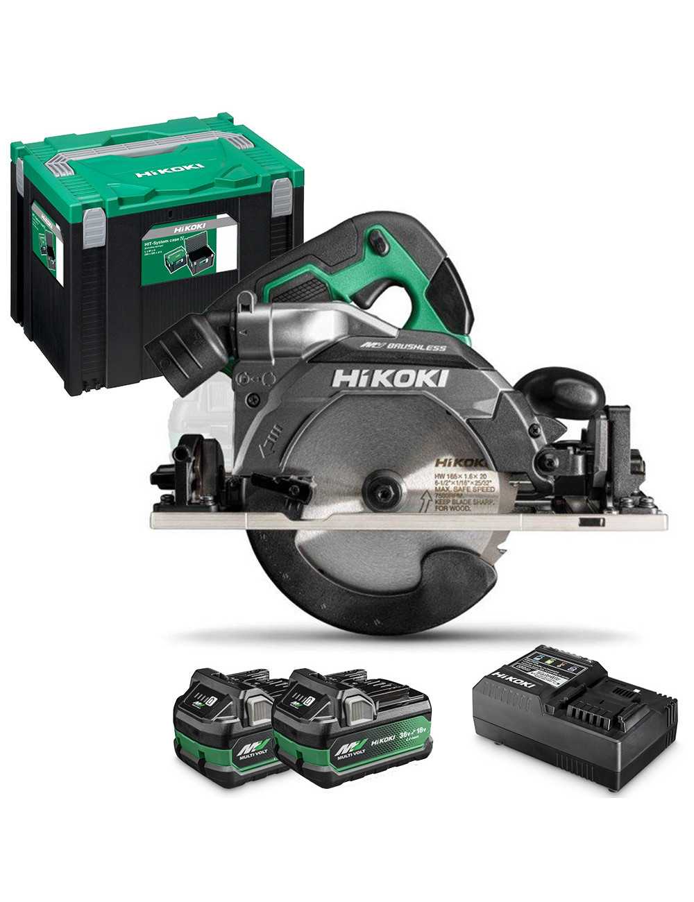 HIKOKI PILARKA 36V 165mm C3606DUMW2Z 2x2,5Ah BL MULTIVOLT HITSYSTEM 66mm
