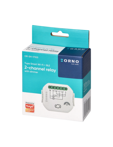 ORNO TUYA PRZEKAŹNIK DOPUSZKOWY 2 KANAŁY ZE ŚCIEMNIACZEM SMART WI-FI+BLE