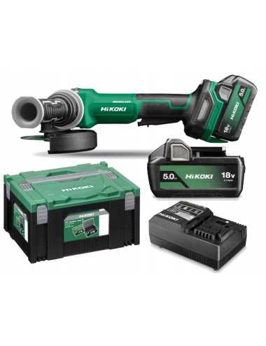 HIKOKI SZLIFIERKA KĄTOWA 18V G1813DVFWQZ 125mm 2x5,0Ah BL HITSYSTEM WŁĄCZNIK CZUWAKOWY