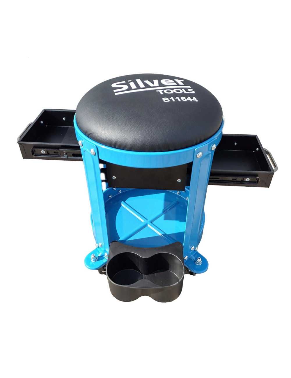 STOŁEK WÓZEK WARSZTATOWY Z KÓKAMI 3 PÓŁKI SILVER