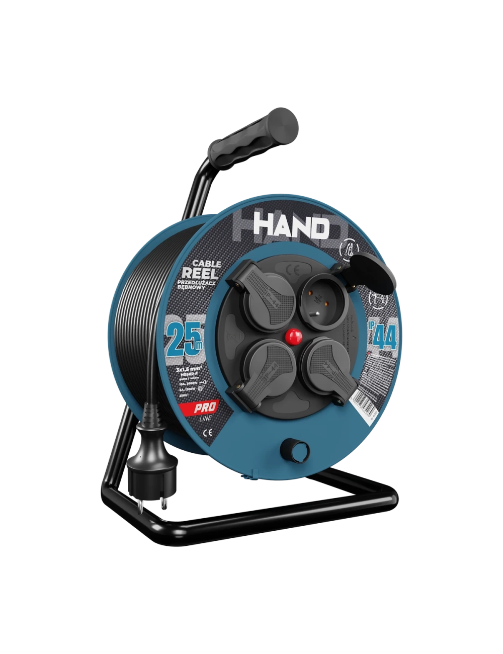 PLAST-ROL HAND PRZEDŁUŻACZ BĘBEN 50m 3x1,5mm 16A 3680W IP44
