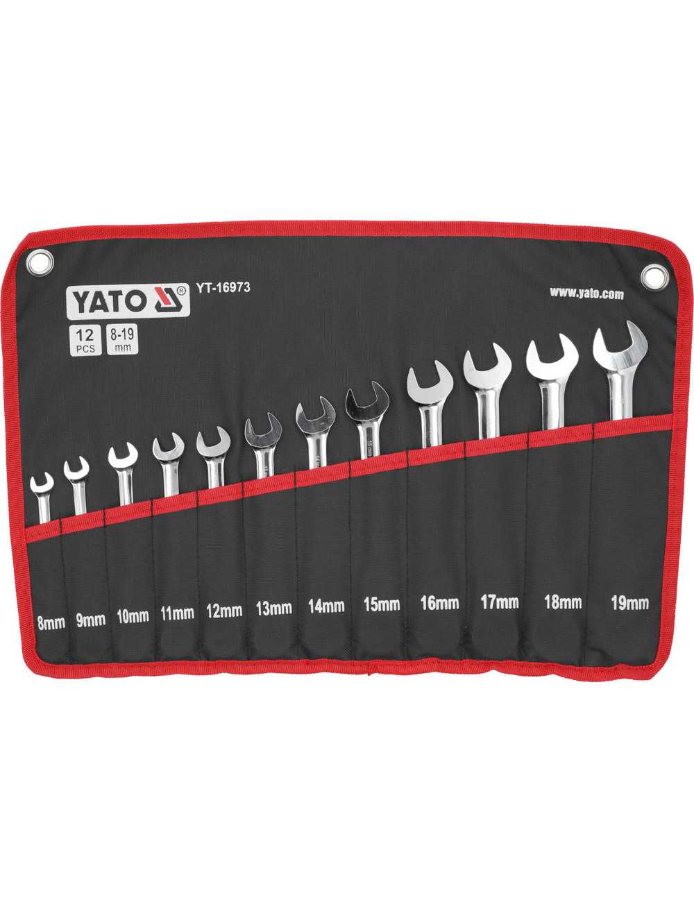 YATO KLUCZE PŁASKO-OCZKOWE Z GRZECHOTKĄ I PRZEGUBEM  KOMPLET 12szt. YT-16973