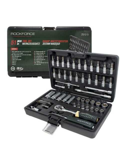 ROCKFORCE ZESTAW KLUCZY 1 4" 51 ELEMENTÓW