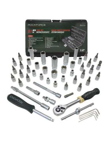 ROCKFORCE ZESTAW KLUCZY 1 4" 51 ELEMENTÓW