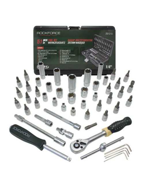 ROCKFORCE ZESTAW KLUCZY 1 4" 51 ELEMENTÓW