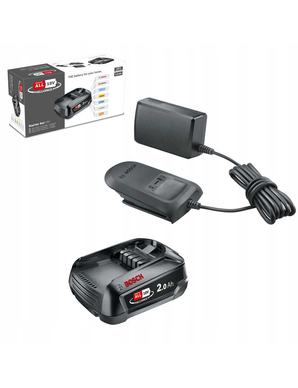 BOSCH AKUMULATOR 18V  2,0Ah + ŁADOWARKA AL18V-20
