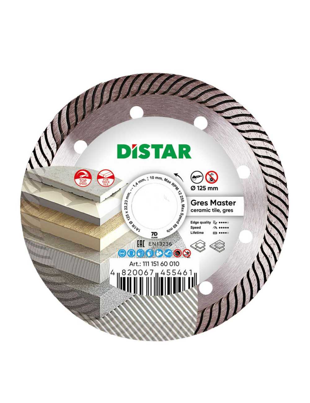 DISTAR TARCZA DIAMENTOWA GRES MASTER 125 x 1,4 x 10 x 22,23mm