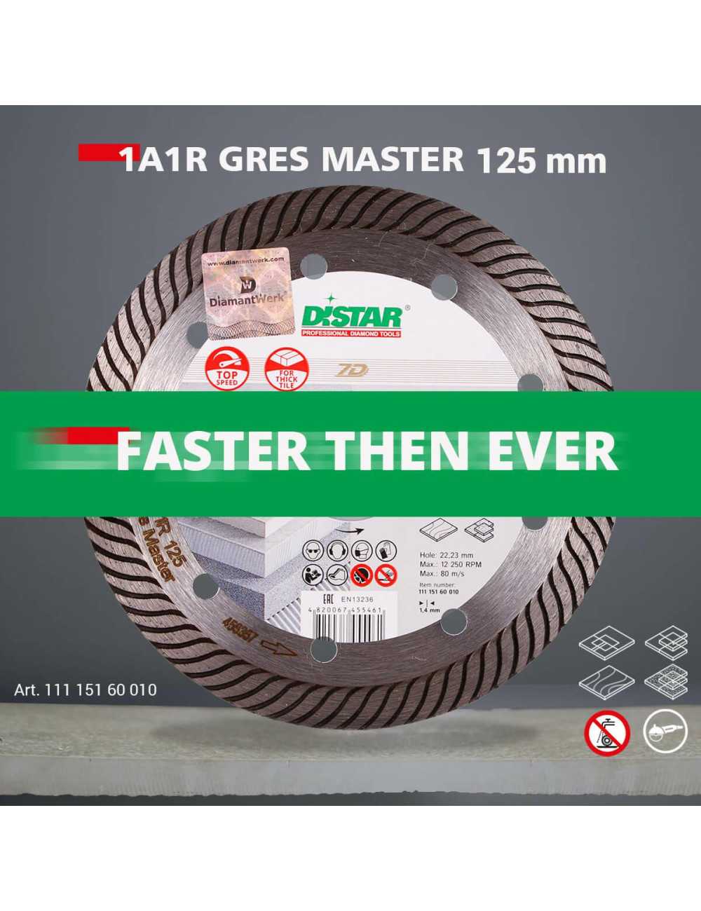 DISTAR TARCZA DIAMENTOWA GRES MASTER 125 x 1,4 x 10 x 22,23mm
