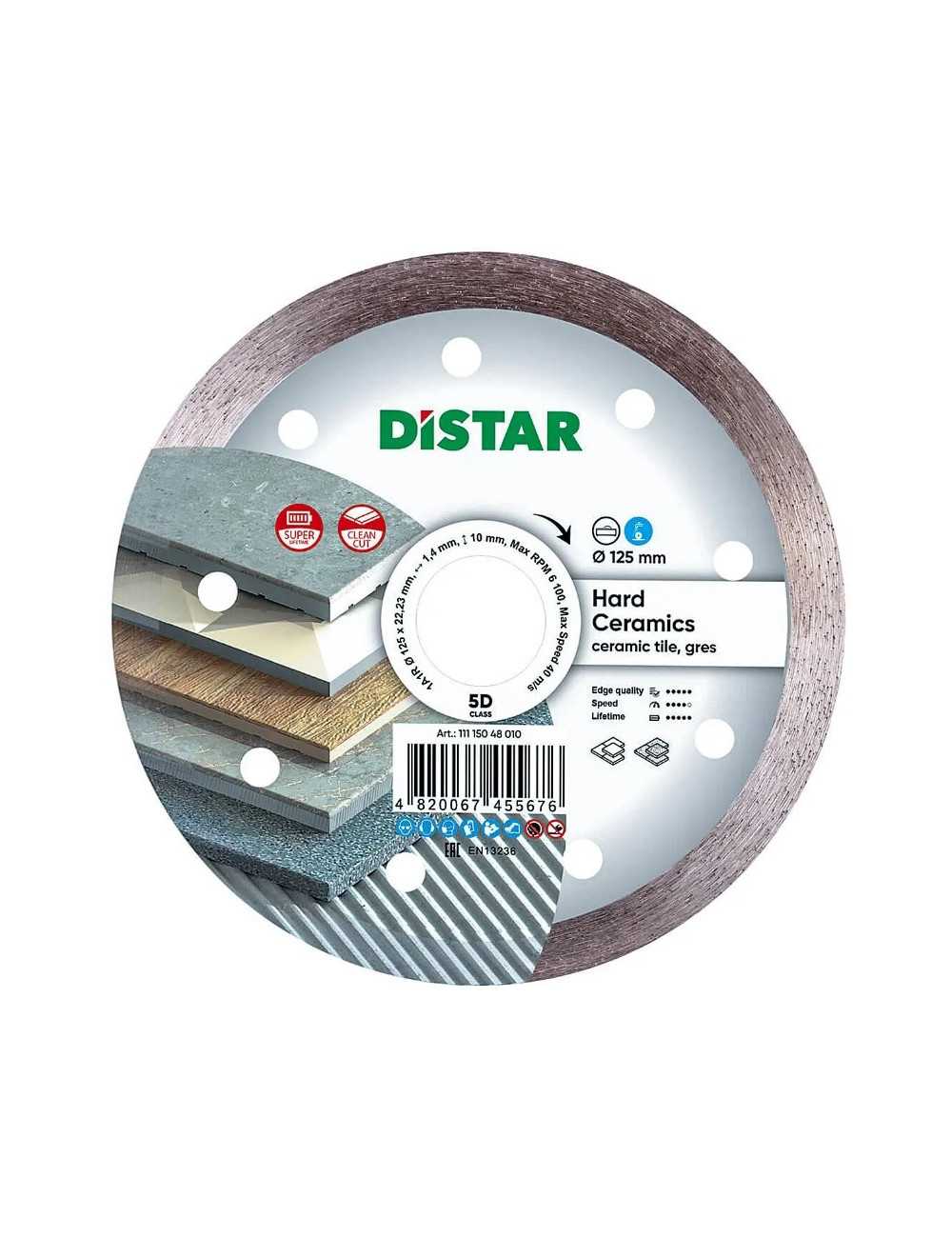 DISTAR TARCZA DIAMENTOWA HARD CERAMICS 125 x 1,4 x 10 x 22,23mm