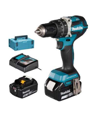 MAKITA WIERTARKO WKRĘTARKA UDAROWA 18V LI-ION 2 X 5AH ŁADOWARKA MAKPAC DHP484RTJ