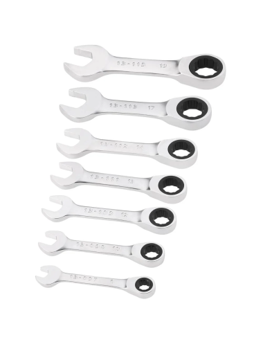 STANLEY ZESTAW KLUCZY, KLUCZ PLASKO-OCZKOWY Z GRZECHOTKA KRÓTKICH  KOMPLET 7szt.