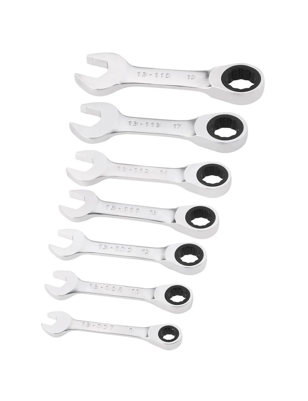 STANLEY ZESTAW KLUCZY, KLUCZ PLASKO-OCZKOWY Z GRZECHOTKA KRÓTKICH  KOMPLET 7szt.