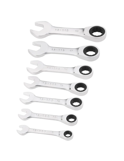 STANLEY ZESTAW KLUCZY, KLUCZ PLASKO-OCZKOWY Z GRZECHOTKA KRÓTKICH  KOMPLET 7szt.