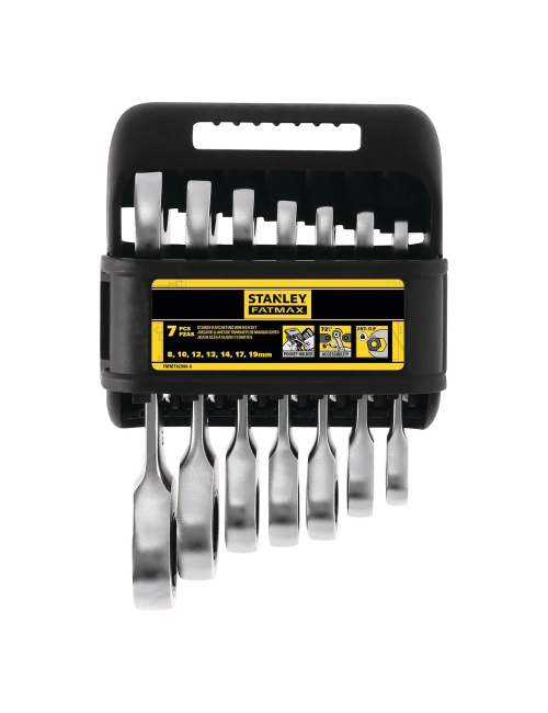 STANLEY ZESTAW KLUCZY, KLUCZ PLASKO-OCZKOWY Z GRZECHOTKA KRÓTKICH  KOMPLET 7szt.