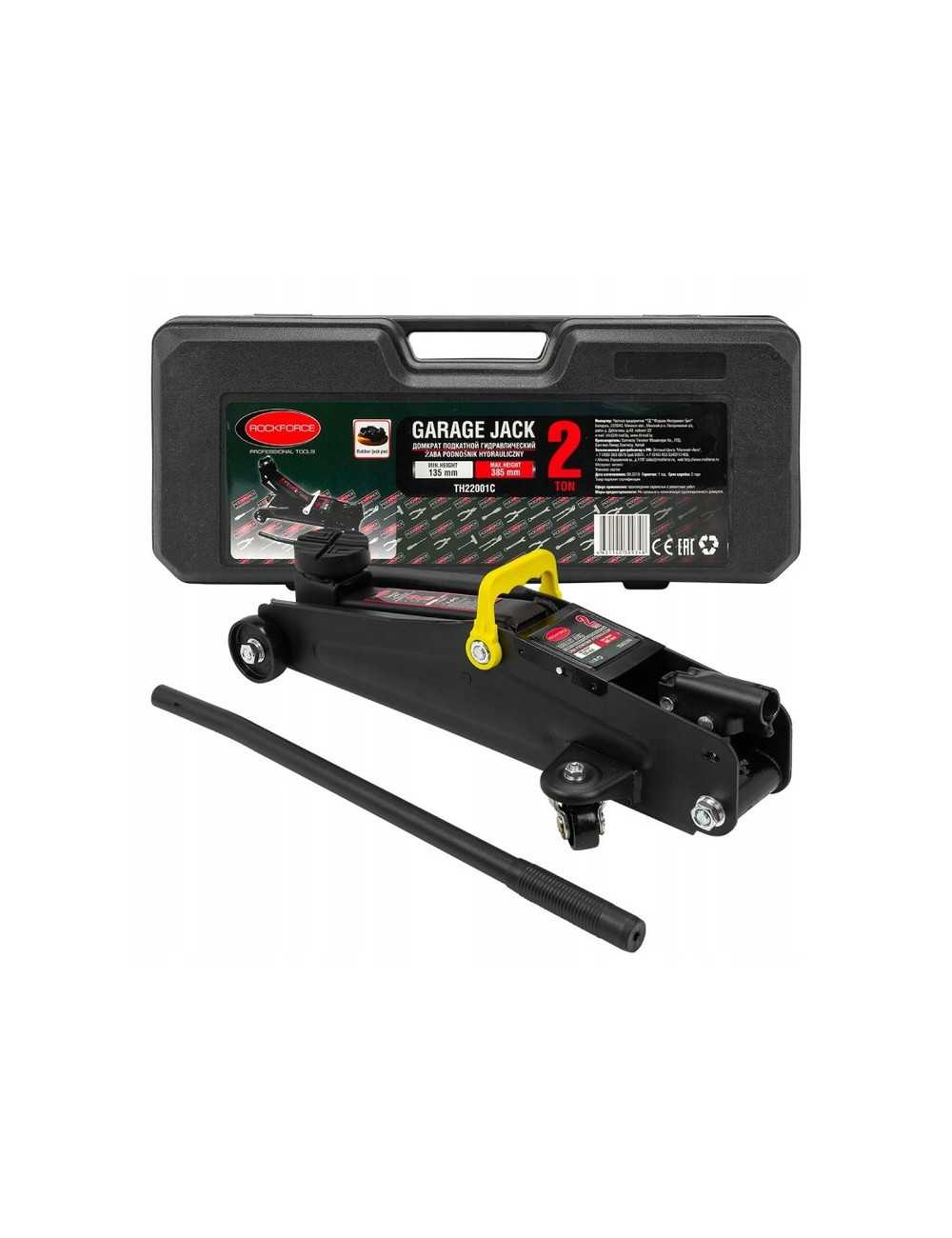 ROCKFORCE DŹWIGNIK "ŻABA"  2,0T + GUMA LEWAREK + WALIZKA 135 - 385mm