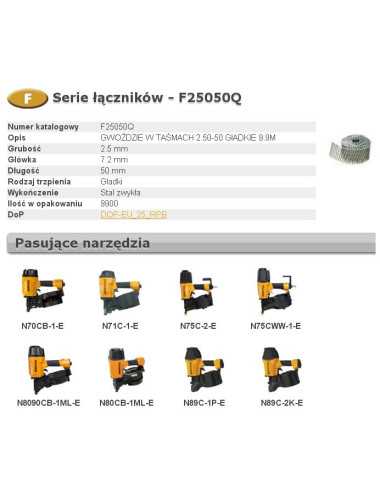 BOSTITCH GWOŹDZIE F 2,50 x 50mm 9900szt. F25050Q
