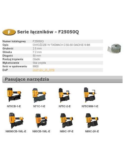 BOSTITCH GWOŹDZIE F 2,50 x 50mm 9900szt. F25050Q