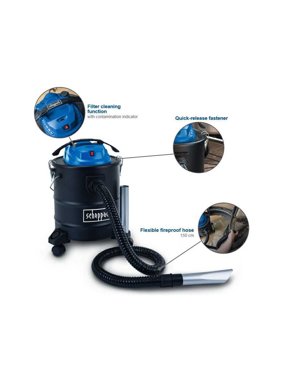 SCHEPPACH ODKURZACZ DO POPIOŁU AVC25 1300W 20L 3w1 FILTR NADMUCH