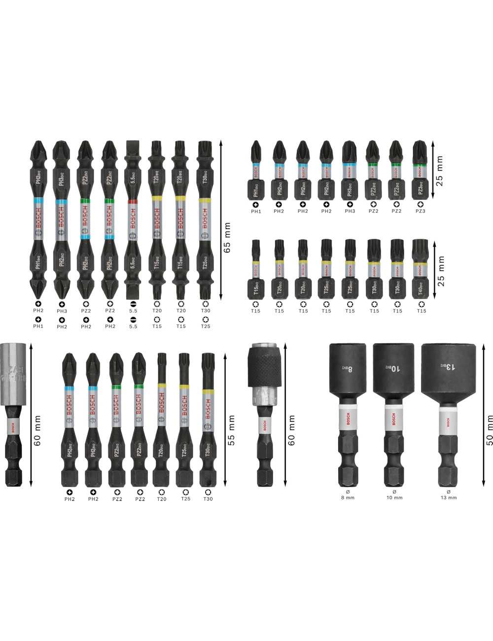 BOSCH ZESTAW KOŃCÓWEK PRO IMPACT 36szt. KOŃCÓWKI BITY NASADKI