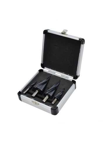 AWTOOLS WIERTŁO STOPNIOWE SPIRALNE M2-TiAlN  KOMPLET  4 szt. 4-12mm 4-20mm 4-32mm 4-39mm  BL