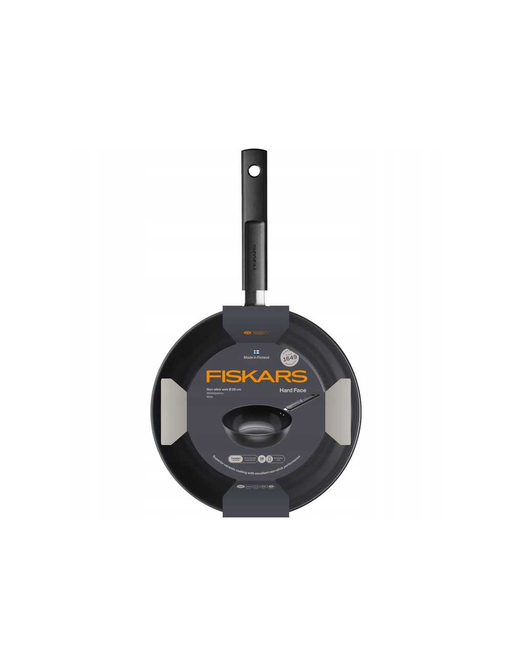 FISKARS WOK 28 CM (4,5 L) Z POWŁOKĄ NIEPRZYWIERAJĄCĄ HARD FACE