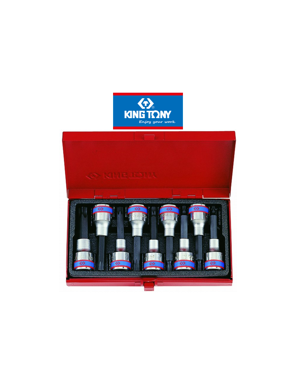 KING TONY ZESTAW NASADEK Z KOŃCÓWKĄ TORX 1 2"" 9 cz. DŁUGIE T20 - T60 KASETA