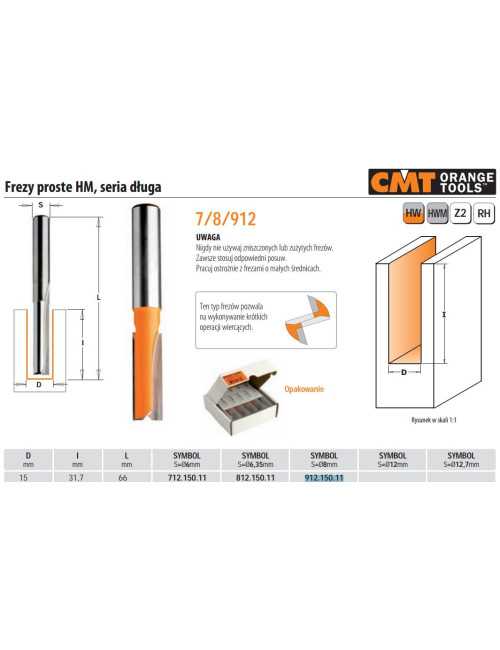 CMT FREZ PROSTY DŁUGI HM D=15 I=31,7 L=60 S=8