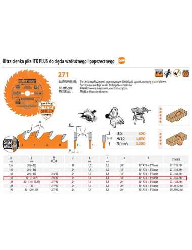 PIŁA UNIWERSALNA ITK D=165 F=20 Z=24N K=1,7 1,0 ULTRACIENKA