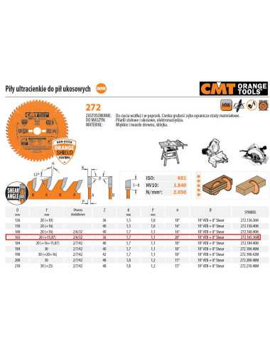 PIŁA TARCZA ULTRACIENKA DO PIŁ UKOSOWYCH CMT
