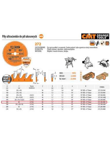 PIŁA TARCZA ULTRACIENKA DO PIŁ UKOSOWYCH CMT
