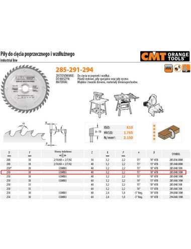 PIŁA TARCZA DO CIĘCIA WZDŁUŻNEGO CMT