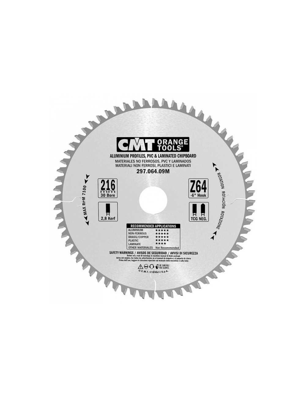 PIŁA HW D=216 F=30 Z=64 K=2,8 2,2 ALUMINIUM, MOSIĄDZ, KOMPOZYT CMT