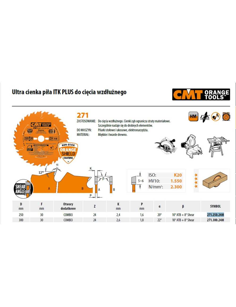 CMT PIŁA ITK D=250 F=30  Z=24N K=2,4 1,6
