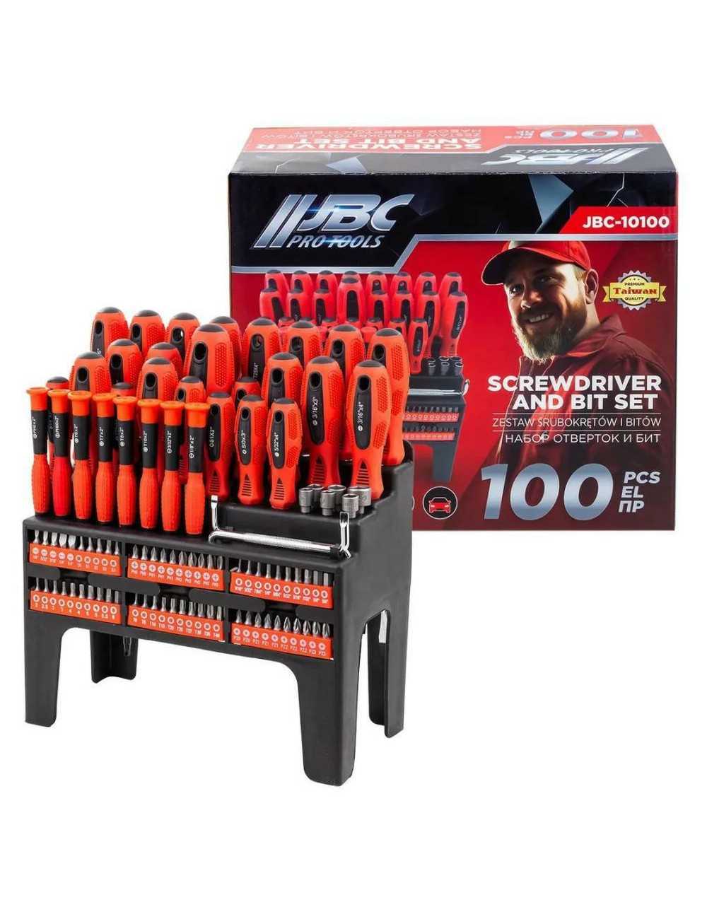 ZESTAW WKRĘTAKÓW ŚRUBOKRĘTÓW BITÓW NASADEK 100el. JBC