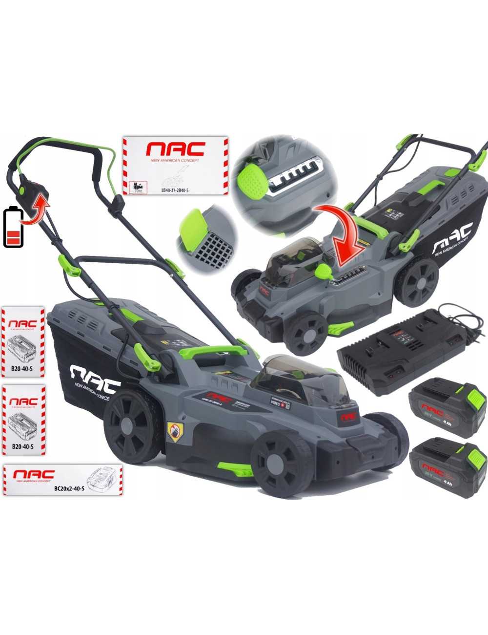 NAC KOSIARKA AKUMULATOROWA SZER. 37cm 2x20V 2x4Ah