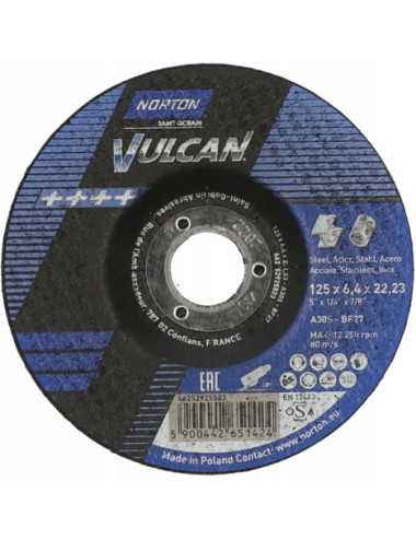 NORTON TARCZA DO SZLIFOWANIA VULCAN 125mm x 6,4mm A30S DO METALU  25szt.