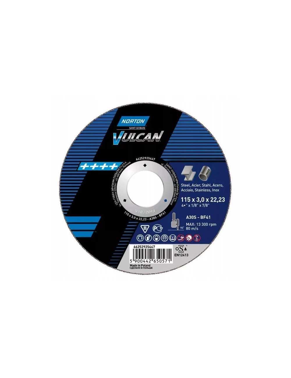 NORTON TARCZA DO SZLIFOWANIA VULCAN 125mm x 6,4mm A30P DO METALU 25szt.