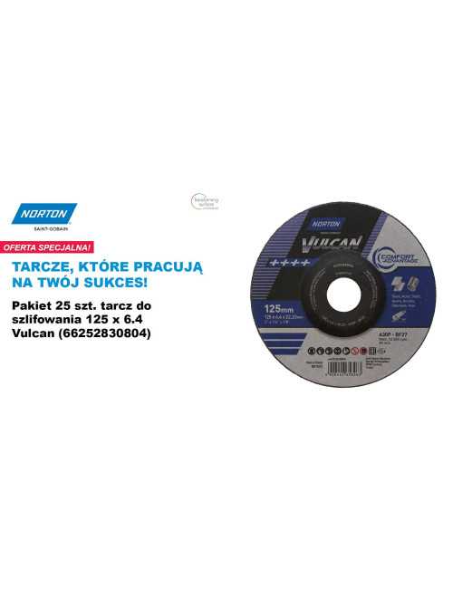 NORTON TARCZA DO SZLIFOWANIA VULCAN 125mm x 6,4mm A30P DO METALU 25szt.