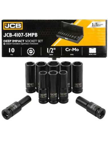 JCB NASADKI UDAROWE DŁUGIE ZESTAW 10el. 1 2"  6-KĄT 10-24mm