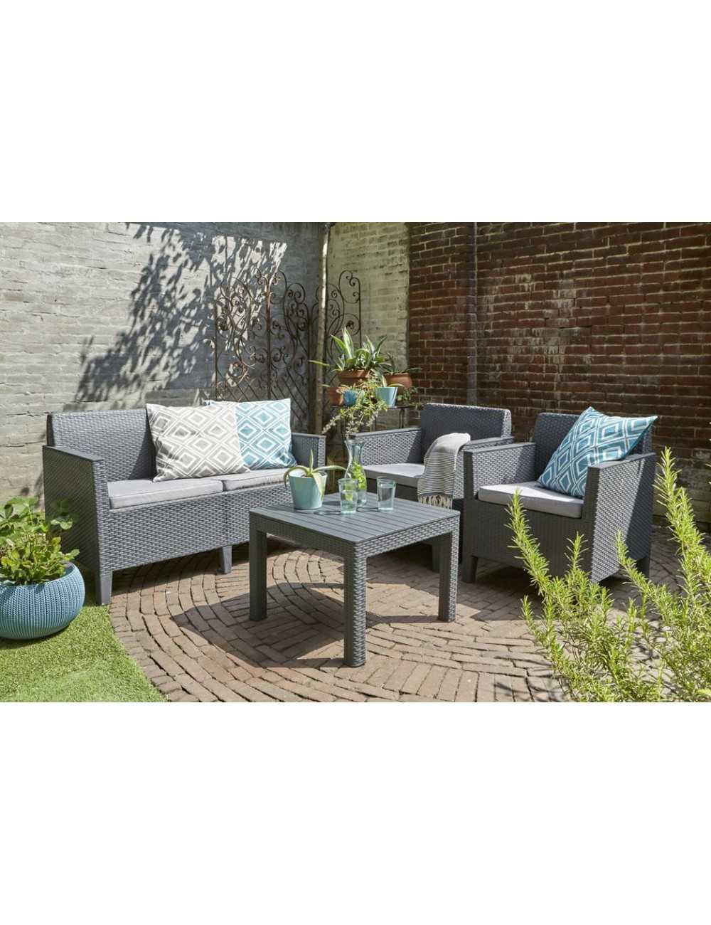 KETER ZESTAW MEBLI OGRODOWYCH 3+1 CHICAGO GRAFIT